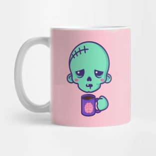 Tired kawaii zombie with brains coffee cup Mug